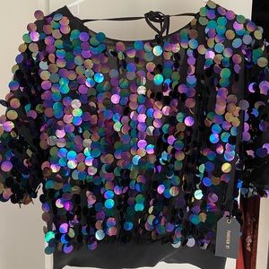 NWT black sequin top